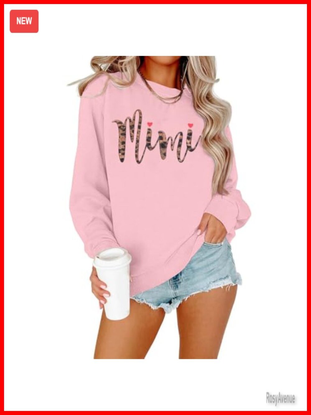 Leopard Mimi Sweatshirt Funny Letter Print Pullover Crew Neck Long Sleeve